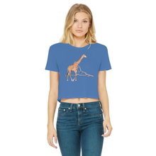 Load image into Gallery viewer, Giraffe T-Shirt for Women (Cropped, Raw Edge)
