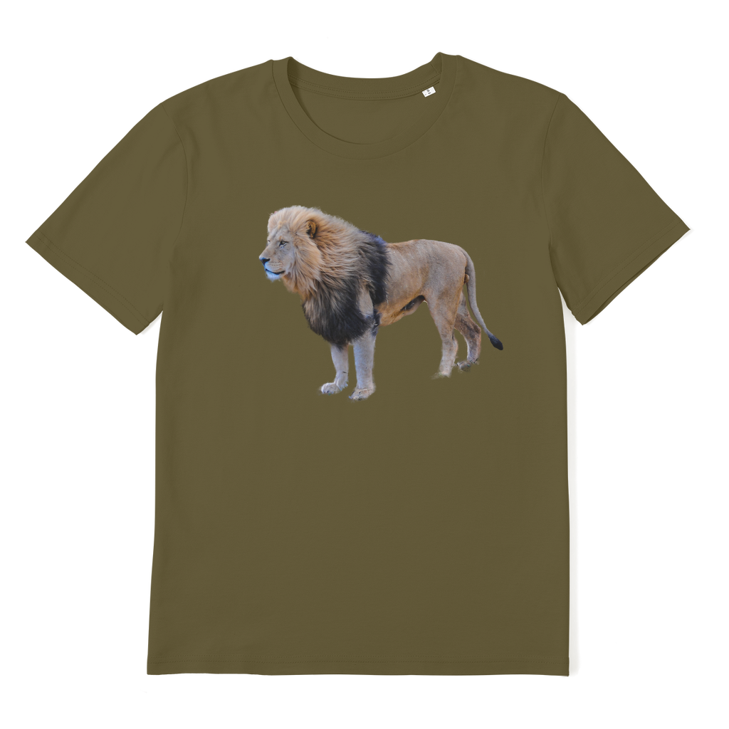 lion t shirt in olive green