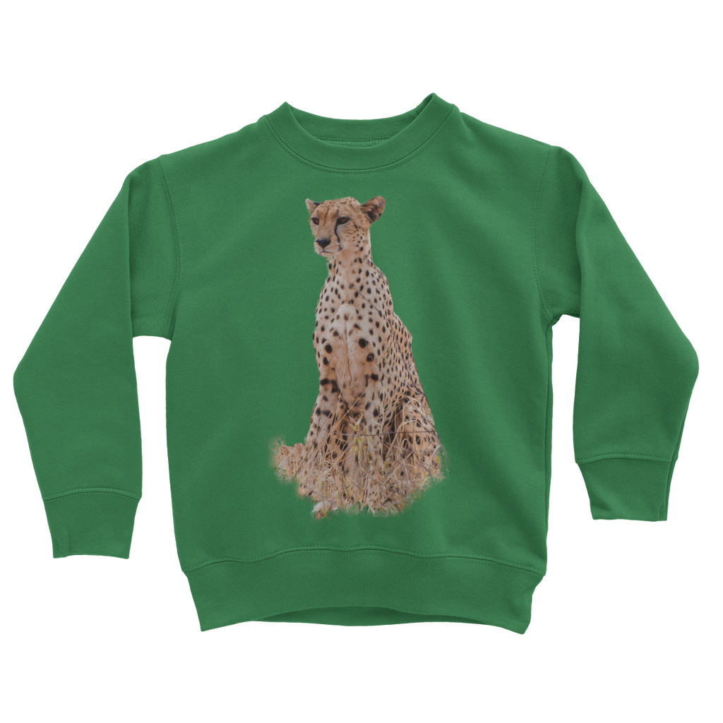 Medium green african cheetah sweatshirt for kids