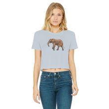 Load image into Gallery viewer, Elephant T-Shirt for Women (Cropped, Raw Edge)

