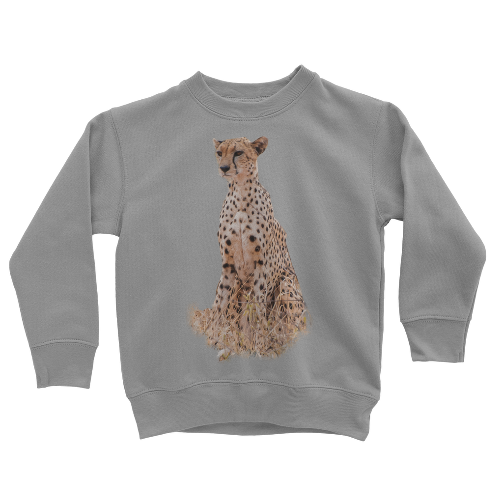 Medium grey african cheetah sweatshirt for kids