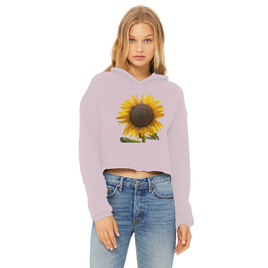 Sunflower Ladies Cropped Raw Edge Hoodie