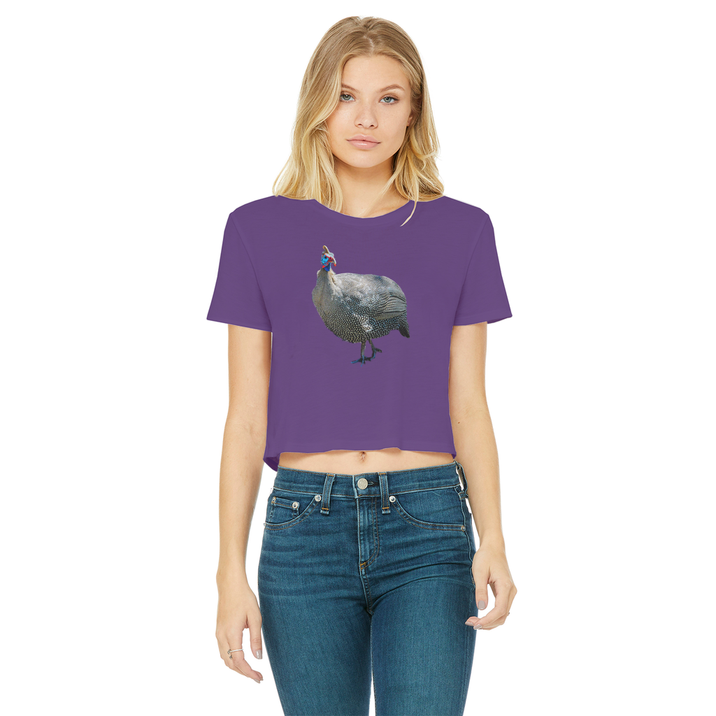 Guinea Fowl T-Shirt for Women (Cropped, Raw Edge)