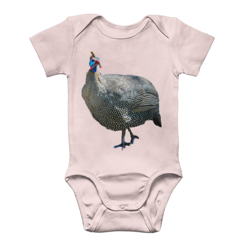 Guinea Fowl onesie for babies in pink