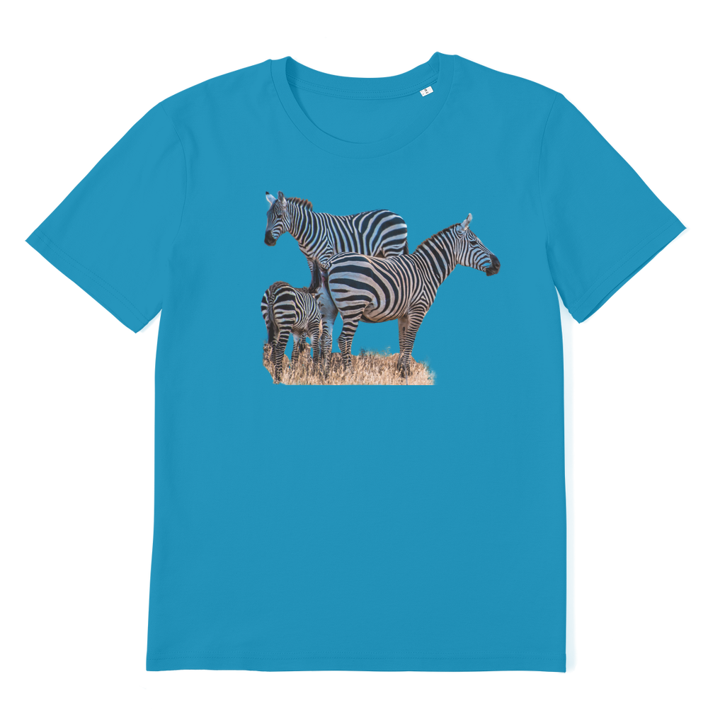 blue tshirt with zebra