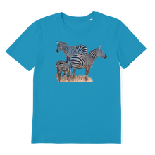 Load image into Gallery viewer, blue tshirt with zebra
