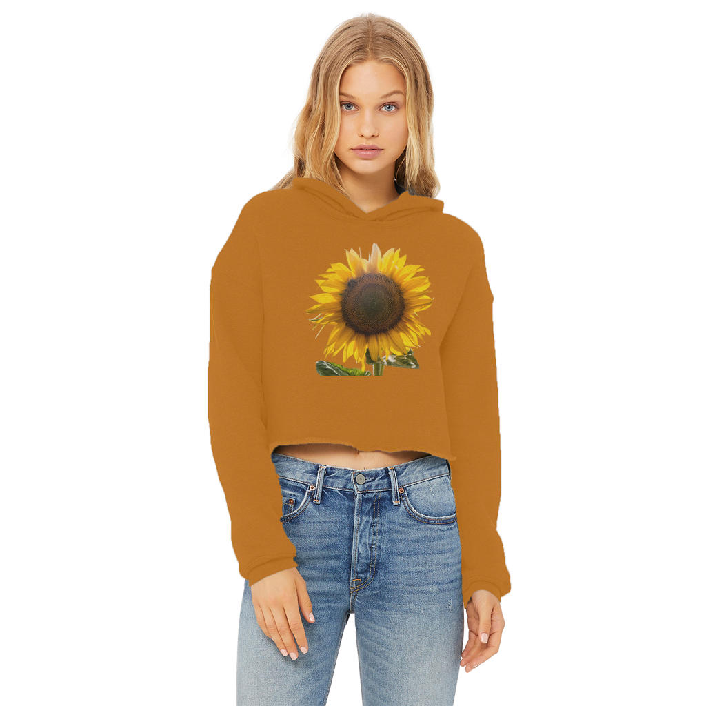 Sunflower Ladies Cropped Raw Edge Hoodie