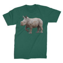 Load image into Gallery viewer, Green baby rhino t-shirt with a round neck for men
