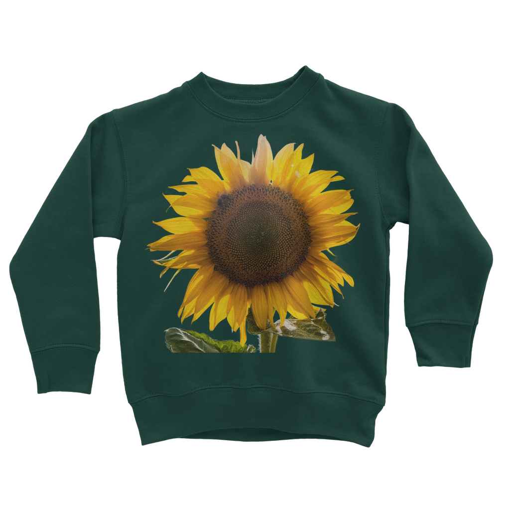 deep green sunflower sweatshirt for kids