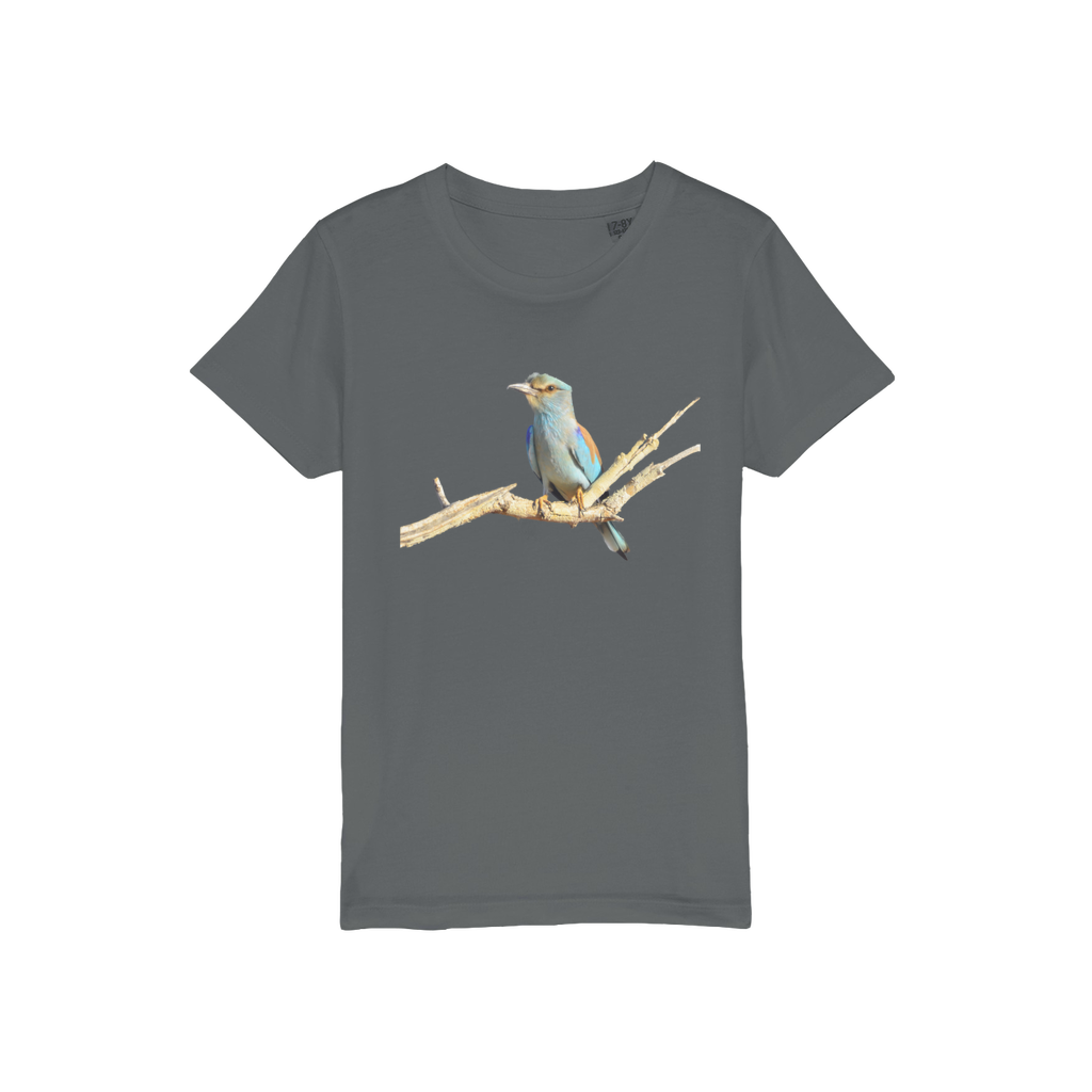 Dark Grey T-shirt for Kids with a Roller Bird.