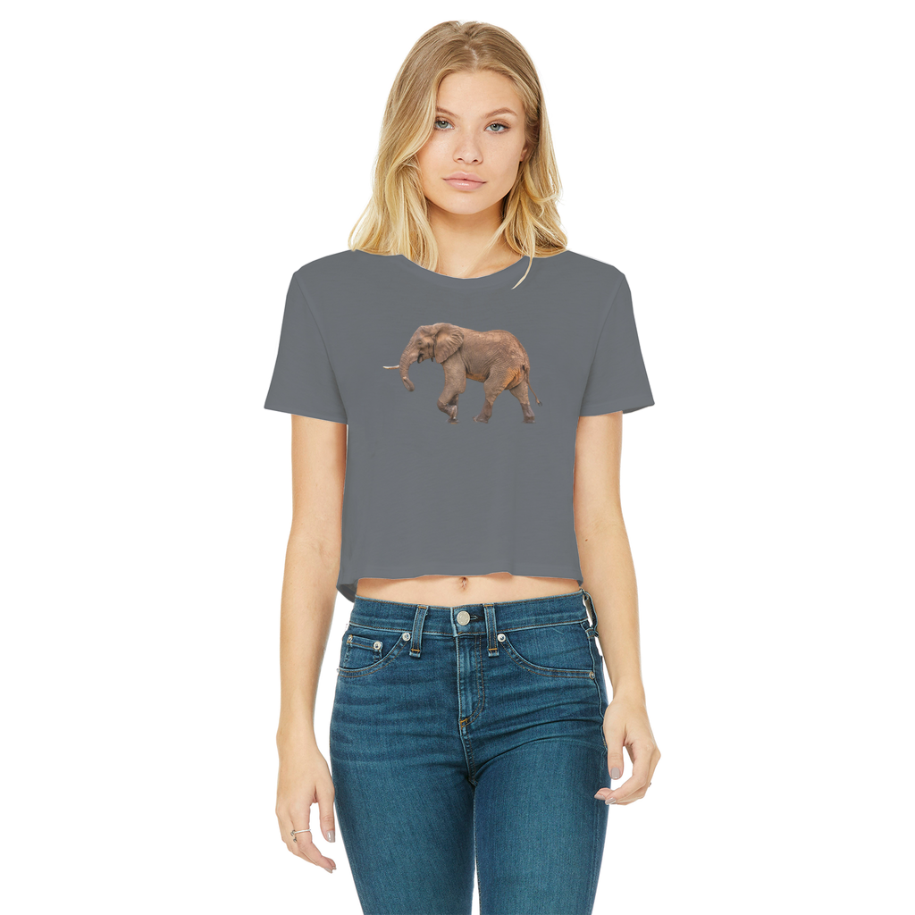 Elephant T-Shirt for Women (Cropped, Raw Edge)