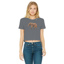 Load image into Gallery viewer, Elephant T-Shirt for Women (Cropped, Raw Edge)
