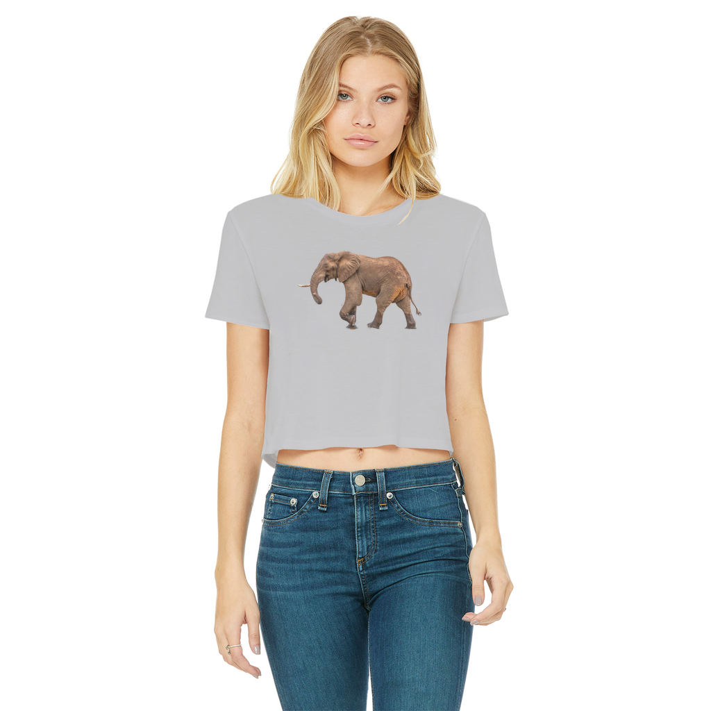 Elephant T-Shirt for Women (Cropped, Raw Edge)