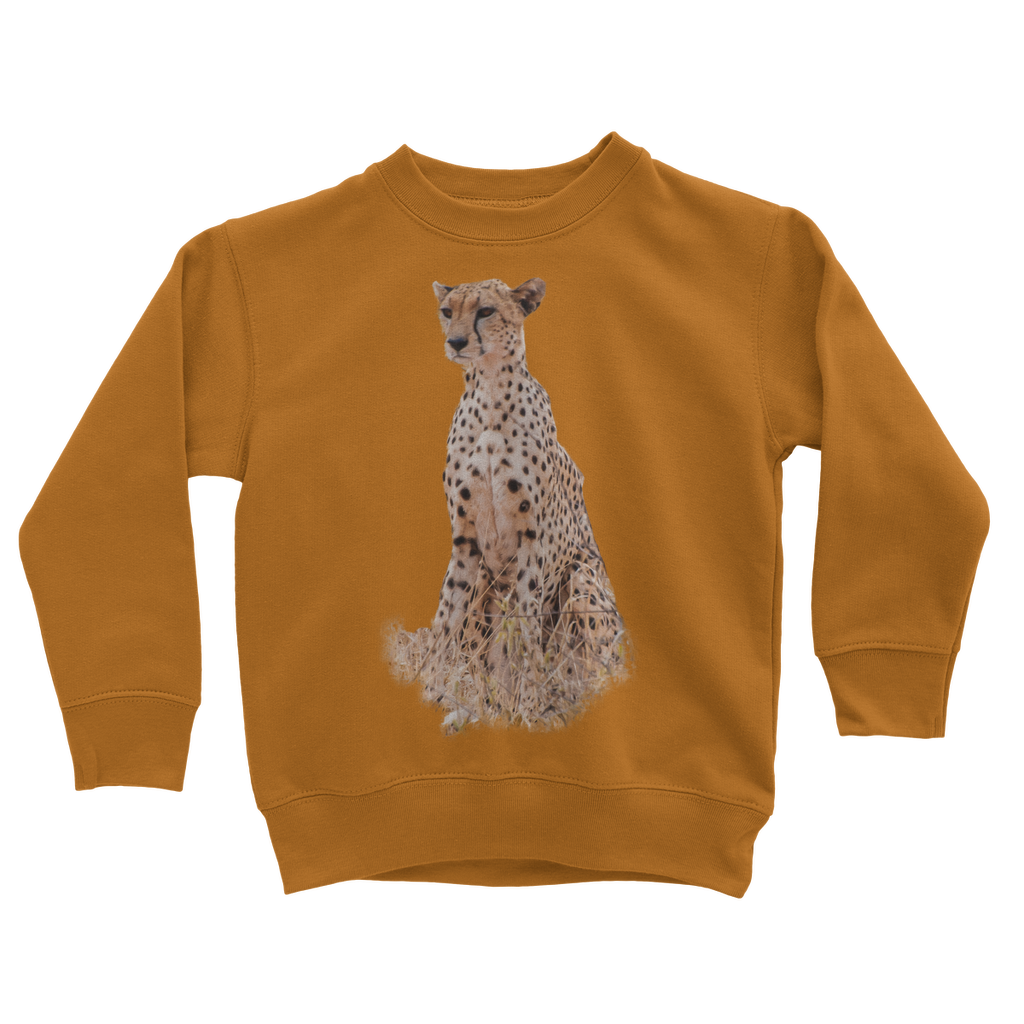 Mustart yellow african cheetah sweatshirt for kids