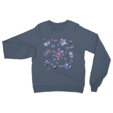 Load image into Gallery viewer, dark grey blue wildflower floral sweatshirt for adults
