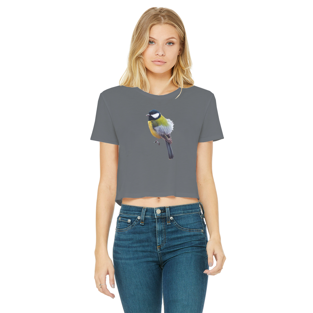 Great Tit T-Shirt for Women (Cropped, Raw Edge)