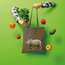 Load image into Gallery viewer, Khaki brown baby Rhino tote bag in cotton.
