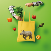 Load image into Gallery viewer, Yellow  baby Rhino tote bag in cotton.
