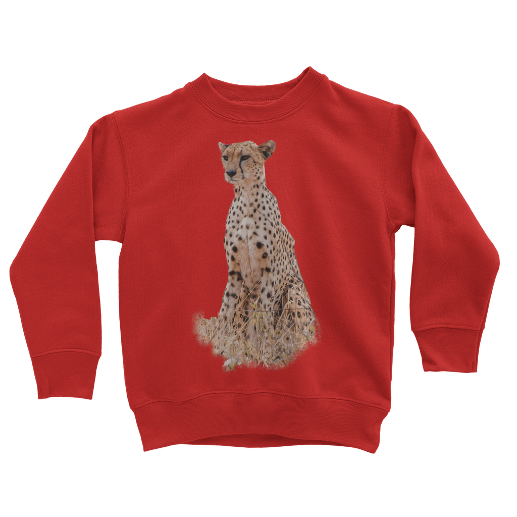 Bright red african cheetah sweatshirt for kids