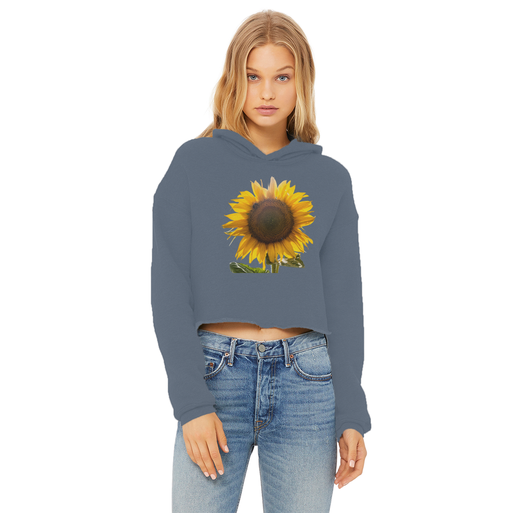 Sunflower Ladies Cropped Raw Edge Hoodie