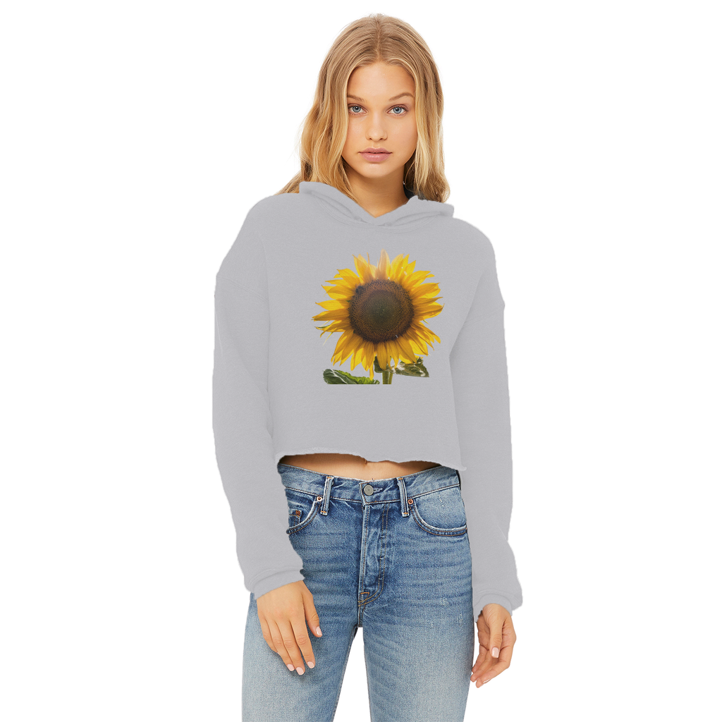 Sunflower Ladies Cropped Raw Edge Hoodie