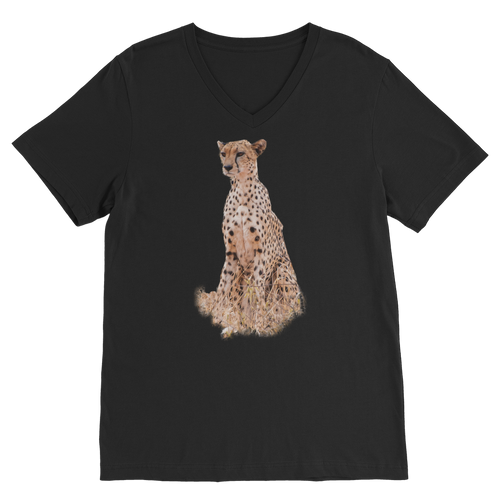 Cheetah T-shirt with a v neck and in black