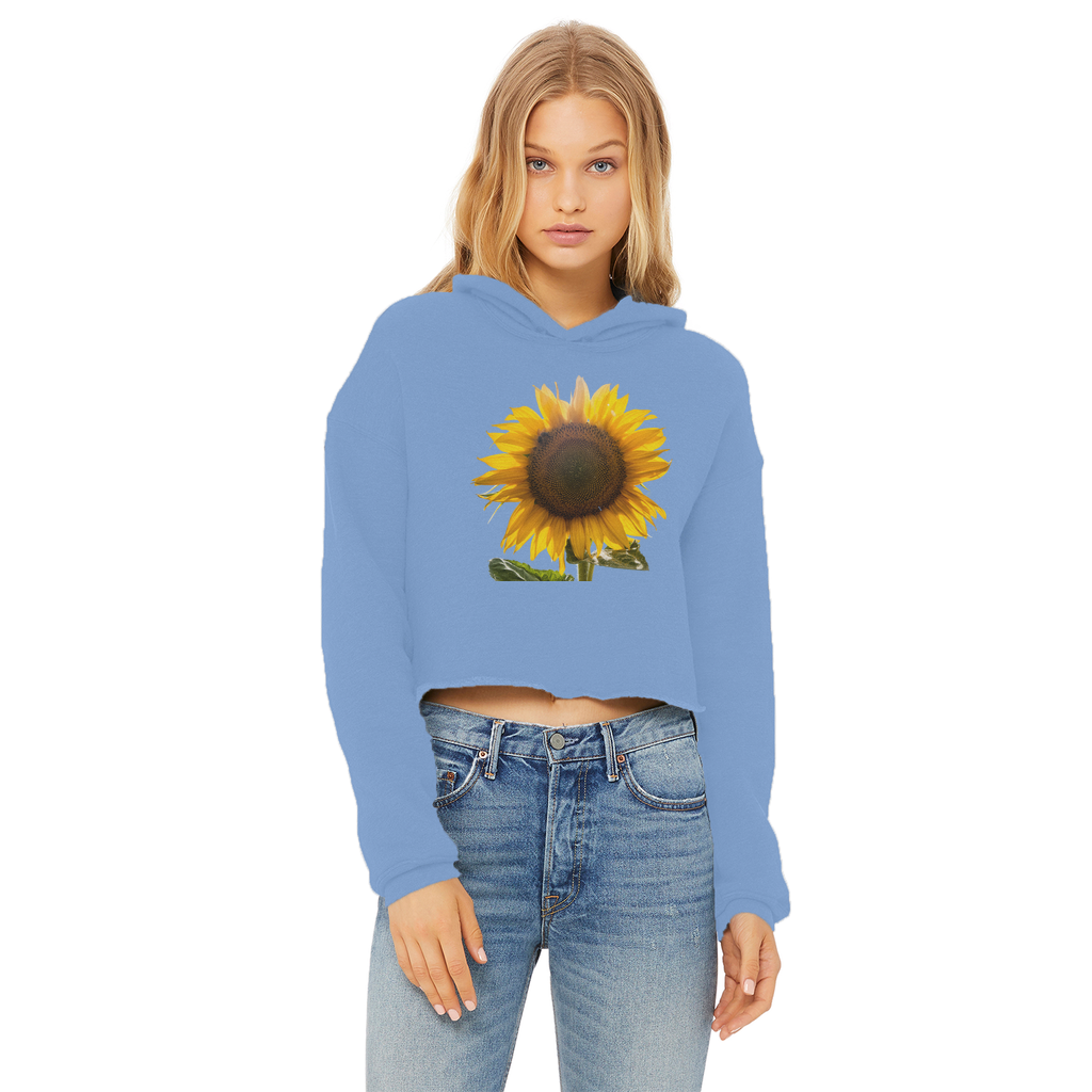 Sunflower Ladies Cropped Raw Edge Hoodie