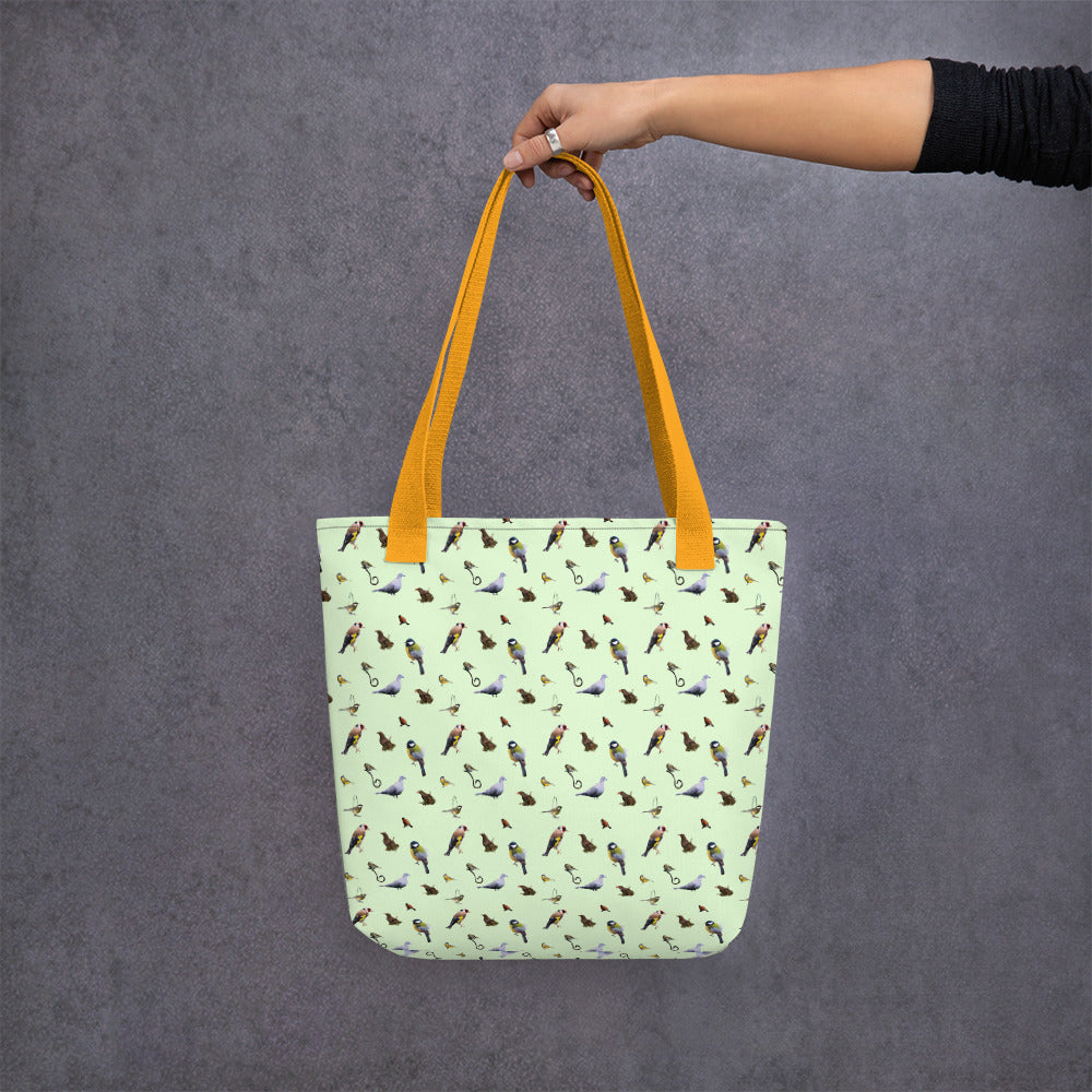 Garden Birds Tote bag ( mint, small print )