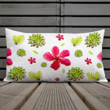 Load image into Gallery viewer, Hibiscus, Fern and Succulents Pillow
