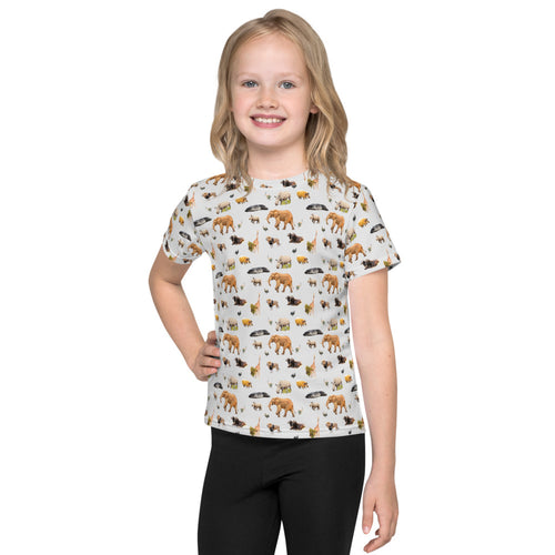 Kids round neck light grey t-shirt with an african animal pattern