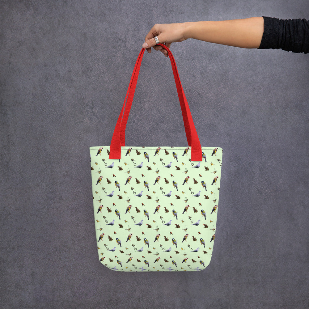 Garden Birds Tote bag ( mint, small print )