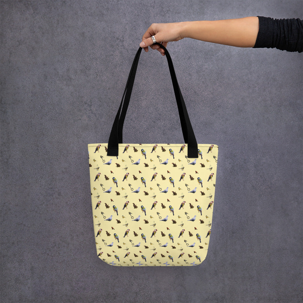 Garden Birds Tote bag (Sml print/lemon)